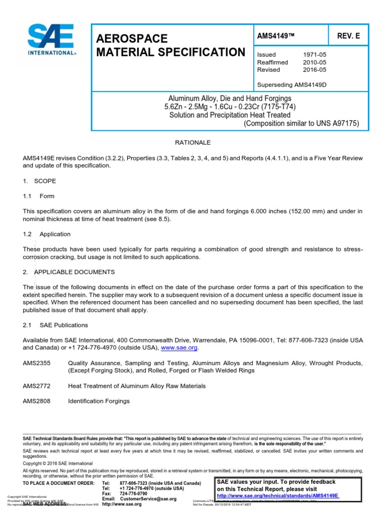 Aerospace Material Specification PDF Ultimate Tensile Strength