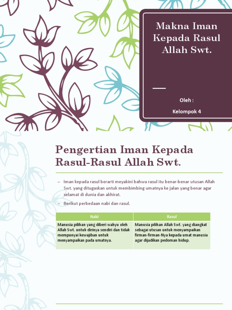 Makna Iman Kepada Rasul Allah SWT | PDF