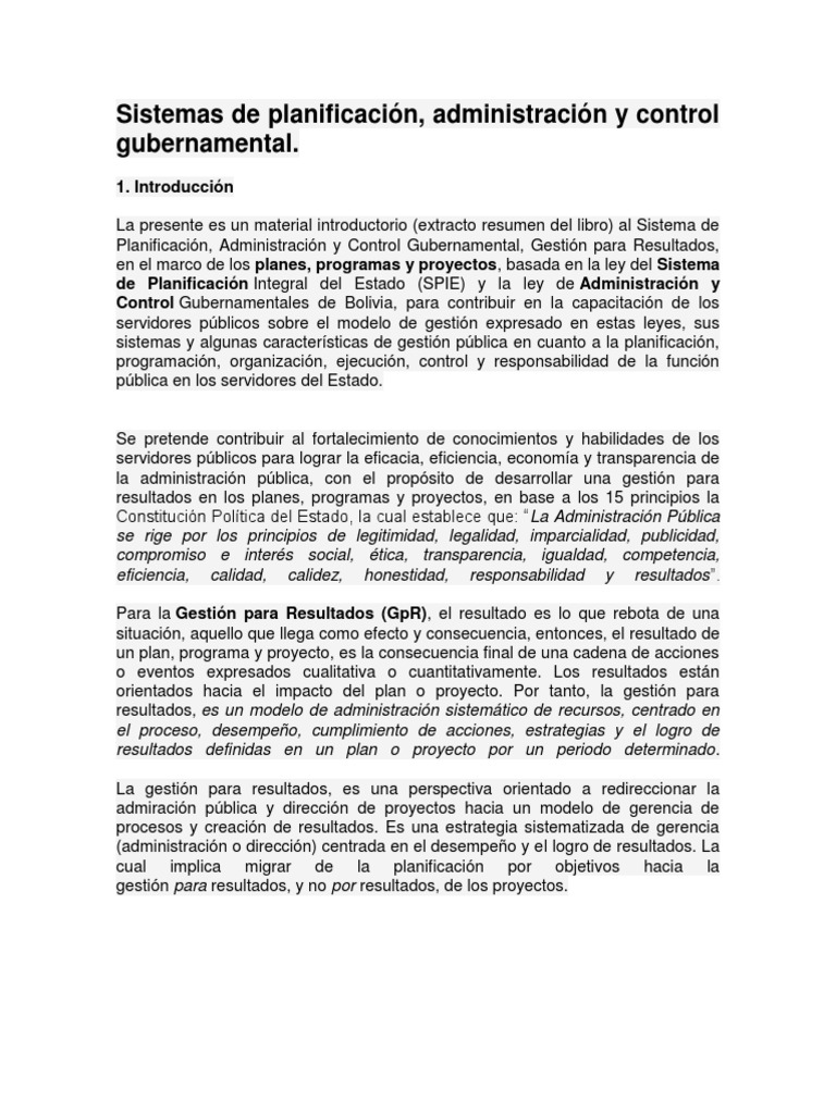 Sistemas De Planificación Pdf Planificación Administración Pública
