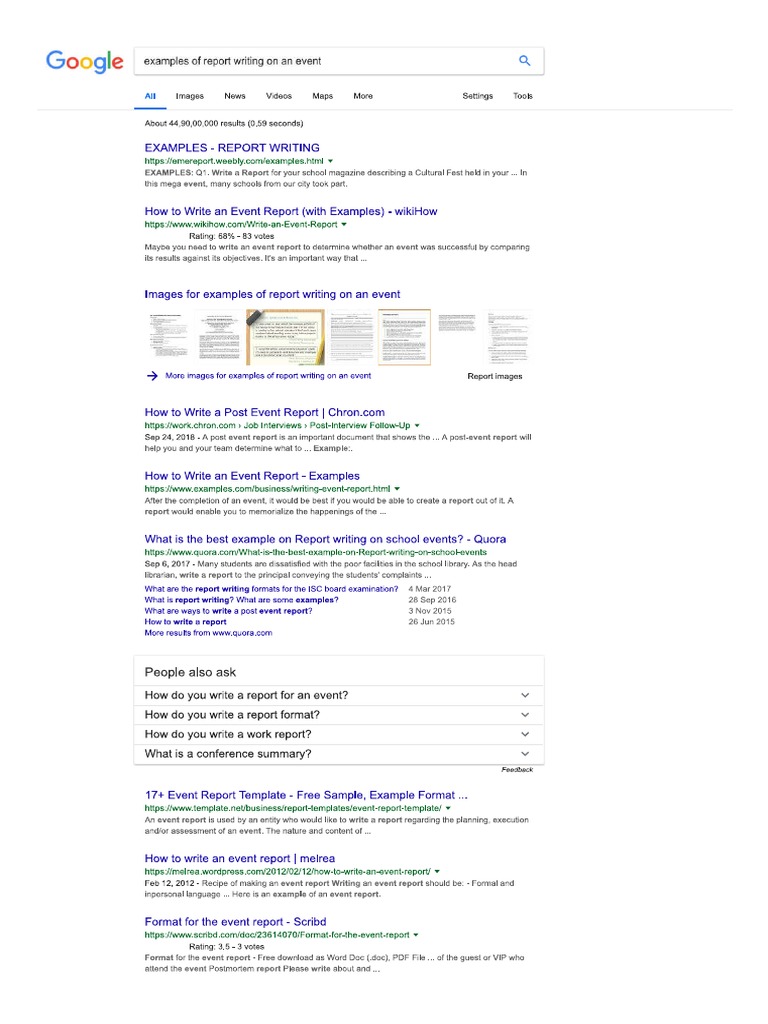 how to write a report about an event
