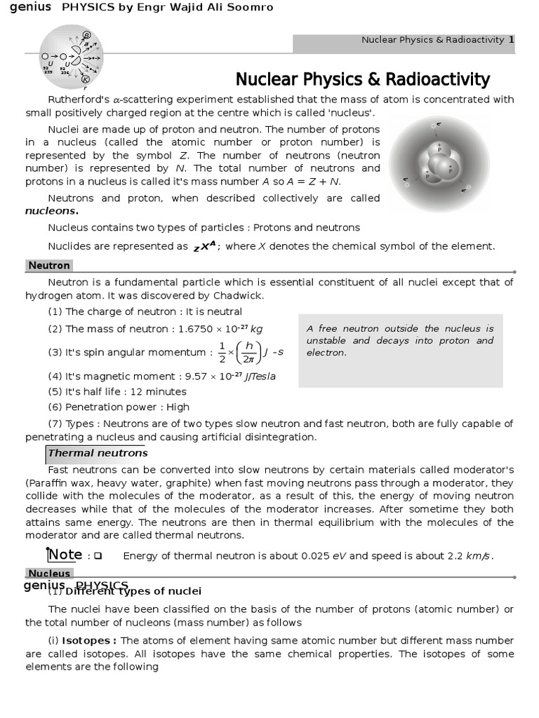 Nuclear Physics: Nucleus and Neutrons | PDF | Nuclear Fission | Atomic ...
