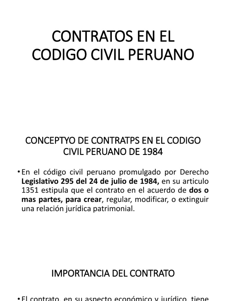 Contratos en El Codigo Civil Peruano | PDF | Negocios