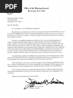 Jeff Sessions Letter of Resignation