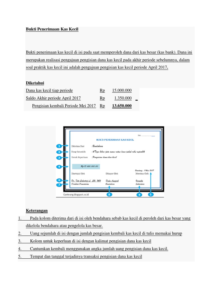 Bukti Penerimaan Kas Kecil