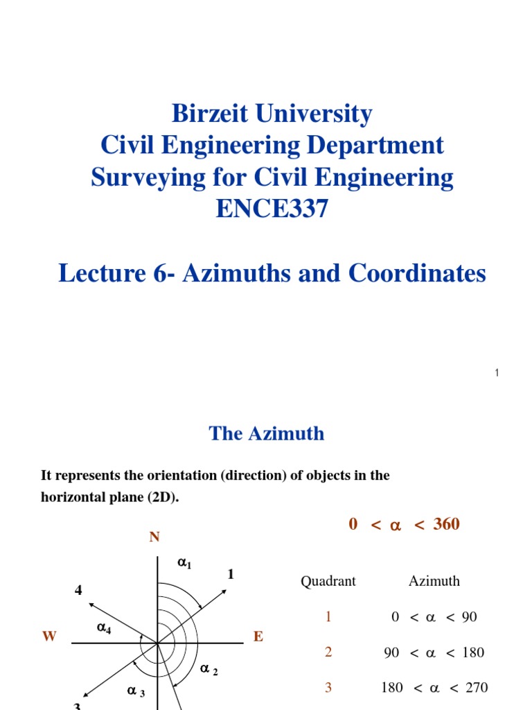 Azimuths and Coordinate Calculations | PDF | Azimuth | Cartesian ...