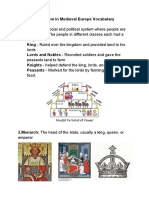 K e Feudalism in Medieval Europe Vocabulary