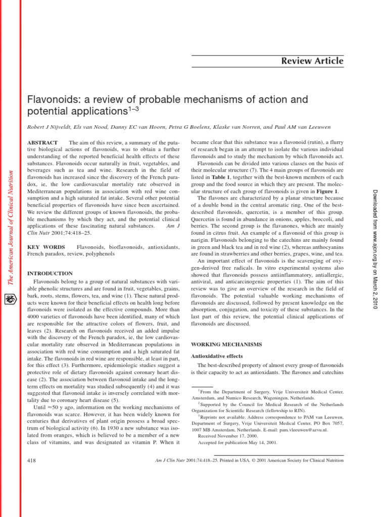 Flavonoids Mechanism of Action PDF Flavonoid Angiogenesis