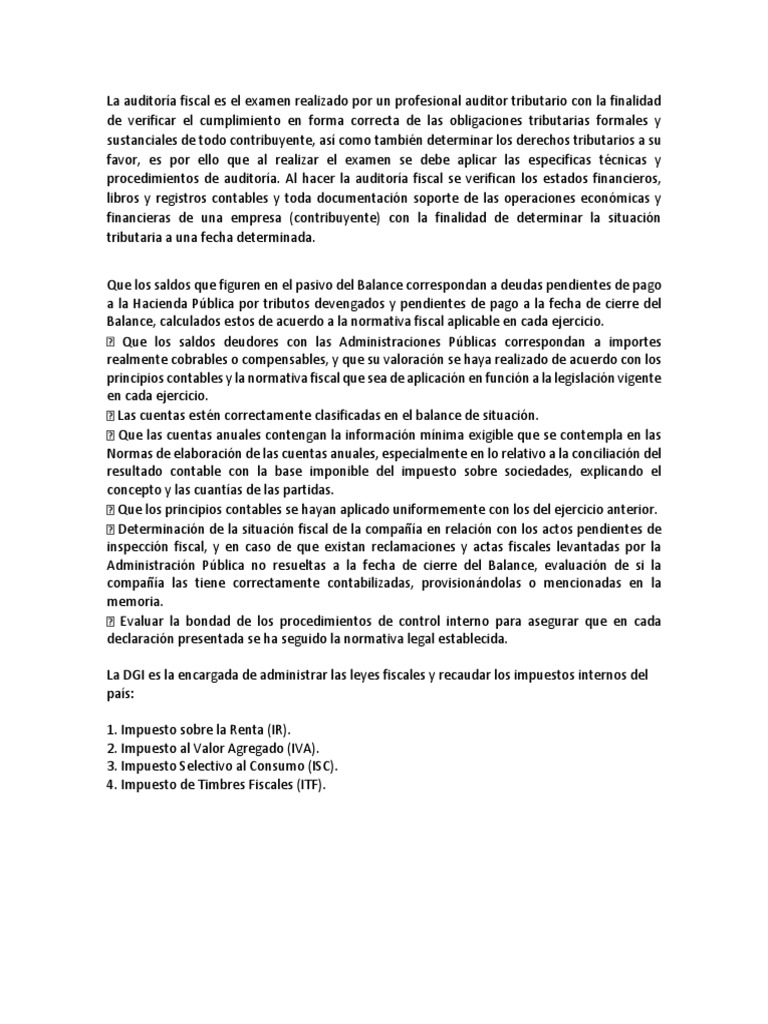 Ejemplo de Auditoria Fiscal | PDF | Auditoría financiera | Contabilidad