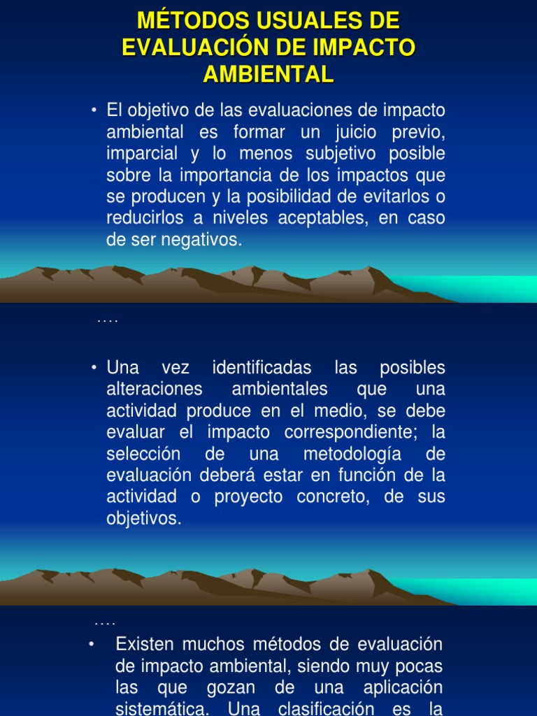 Métodos Usuales de Evaluación de Impacto Ambiental | PDF | Evaluación ...