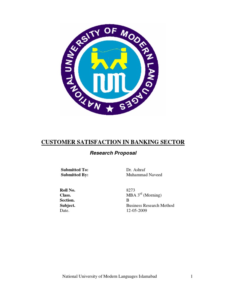 customer satisfaction in banking sector research proposal