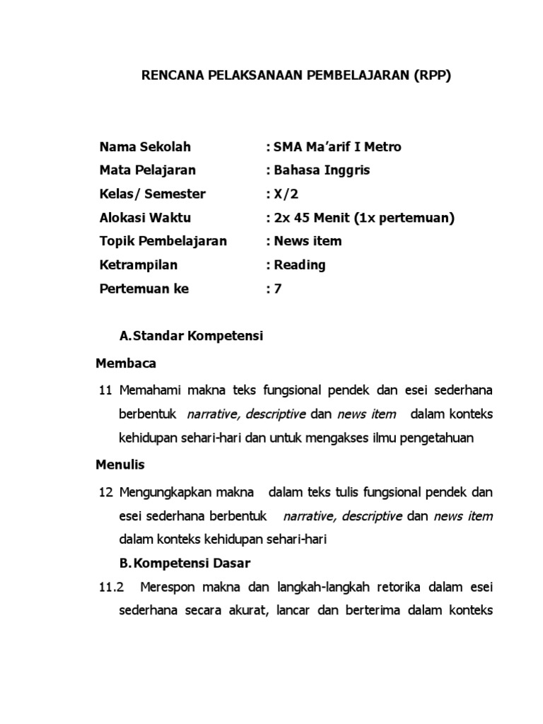 News Item Rpp Doc
