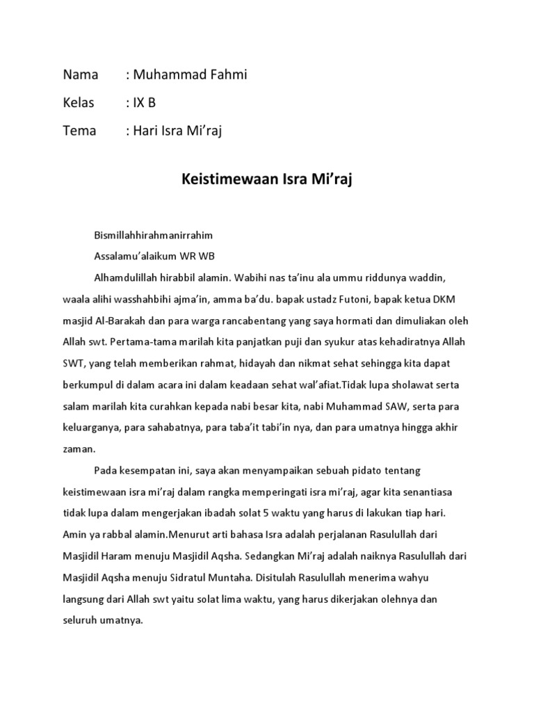 Teks Pidato Memperingati Isra Mi Raj Berbagai Teks Penting