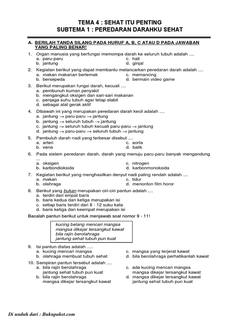 Latihan Soal Kelas 5 Tema 4 Subtema 1