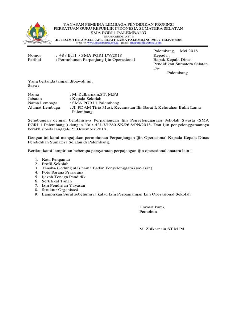 Download 62+ Contoh Surat Surat Permohonan Rekomendasi Izin Operasional Sekolah Terbaik Gratis