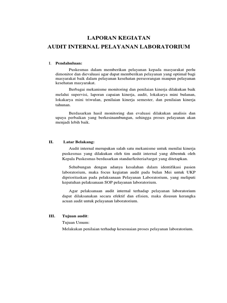 Laporan Audit Internal Lab