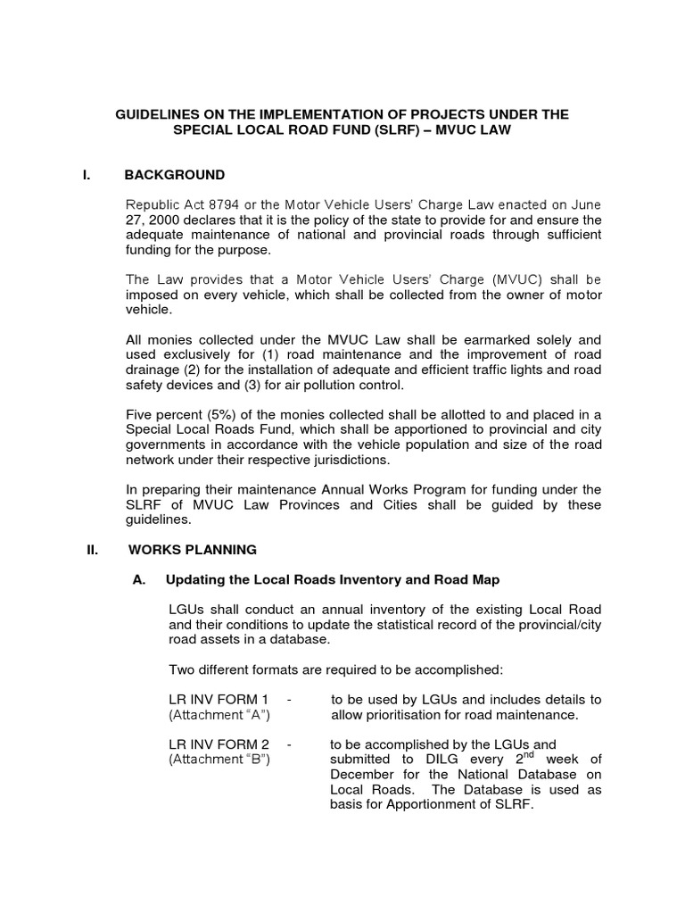 Guidelines for MVUC Law Implementation | PDF | Road Surface | Road