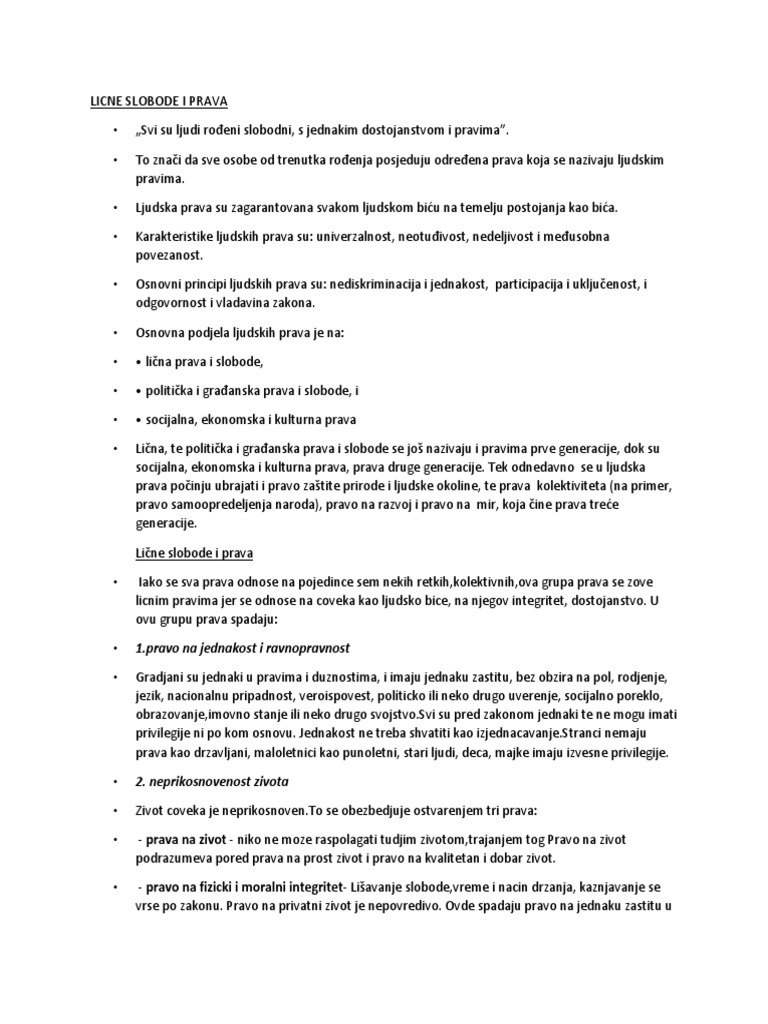 Licne Slobode I Prava | PDF