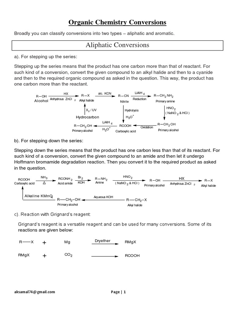 Organic Chemistry Conversion Methods | PDF | Amine | Alcohol