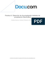 Practica 8 Obtencion de Ag Empleando Metodos de Precipitacion Electrolitica