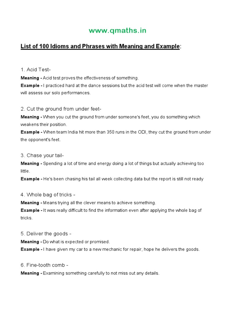 100 idioms and their meanings deals