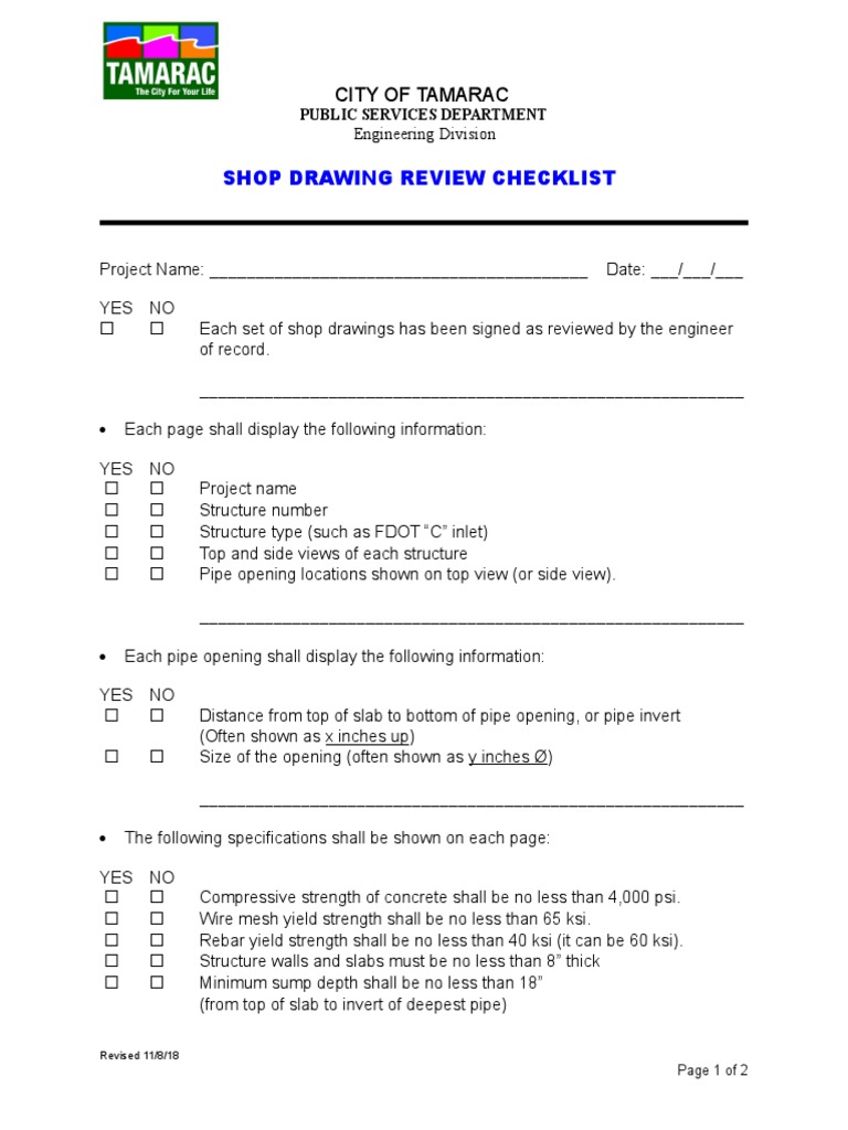 Shop Drawing Checklist Form - 201205240831047882 | PDF | Building ...