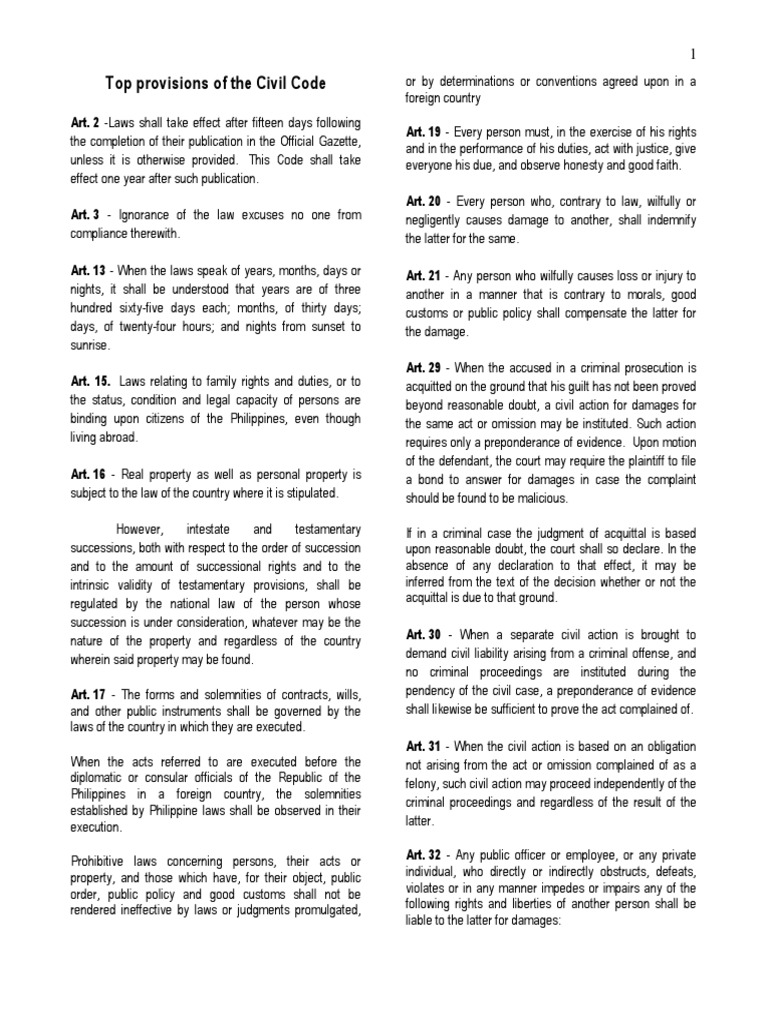 Top 400 Provisions of The Civil Code PDF Annulment Marriage