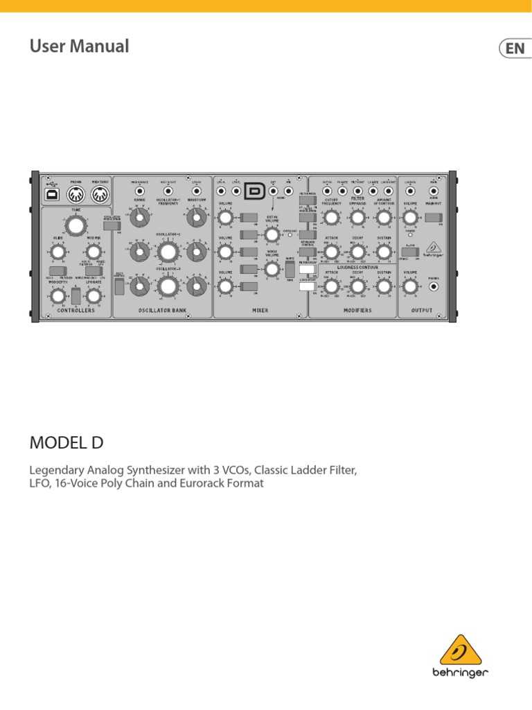 User Manual: Model D | PDF | Synthesizer | Low Pass Filter
