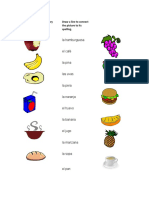 Spanish Food Vocabulary Worksheet