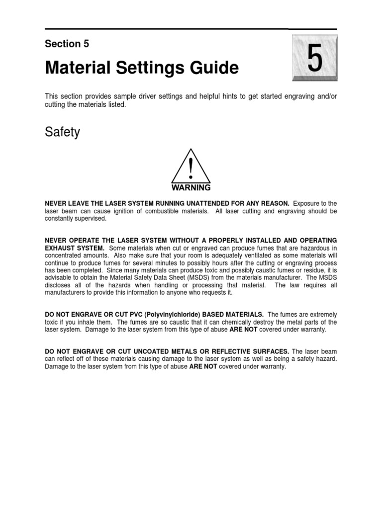 Laser Settings Guide Engraving Mirror