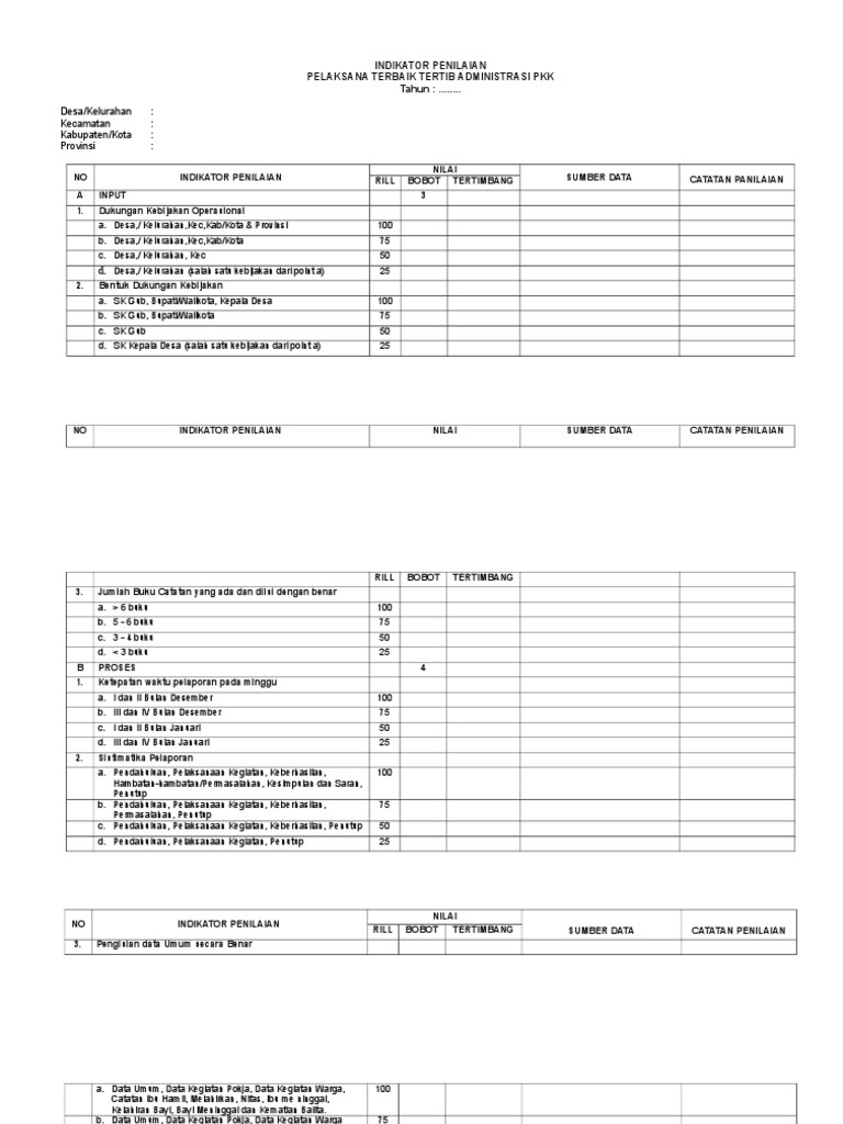 Instrumen Lomba Administrasi Pkk