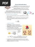 Resumo. Forças Intermoleculares