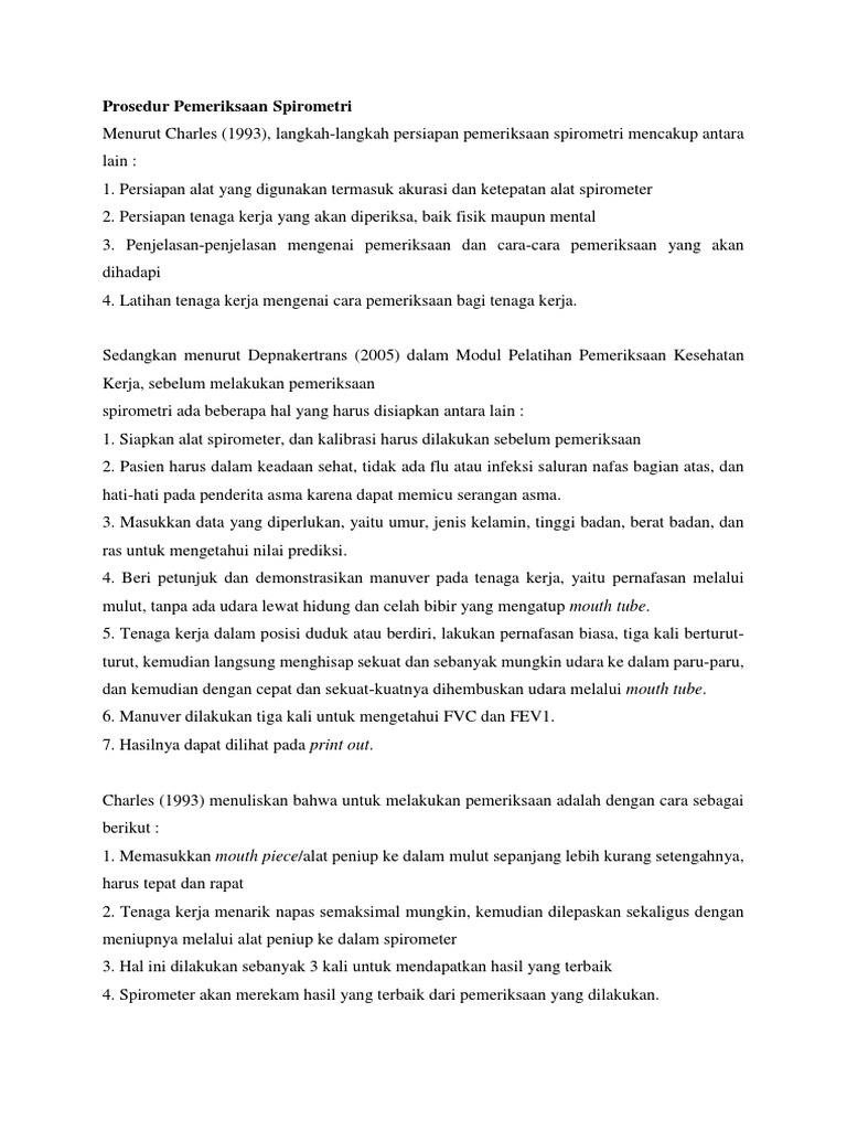 Prosedur Pemeriksaan Spirometri PDF