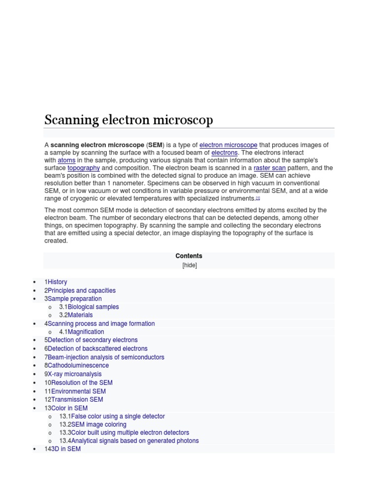 Scanning Electron Microscope Overview | PDF | Scanning Electron ...