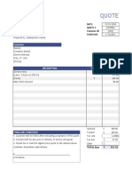 Price Quotation Template Excel 