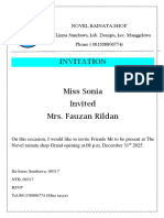 Miss Sonia Invited Mrs. Fauzan Rildan: Invitation