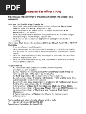 Qualification Standards for Fire Officer