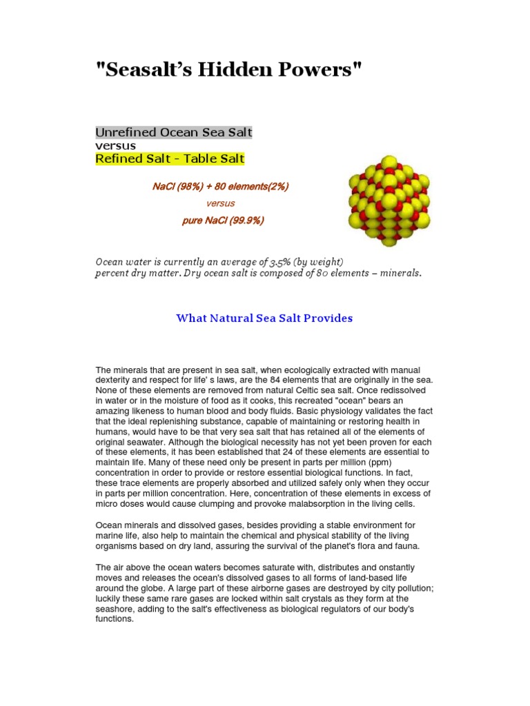 Sea Salt Hidden Powers | PDF | Sodium Chloride | Sea