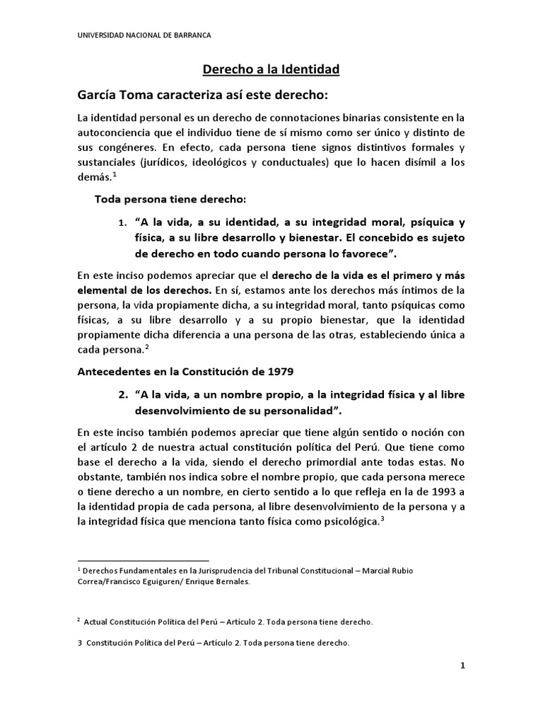 Derecho A La Identidad Finish | PDF | Derechos | Derecho Constitucional