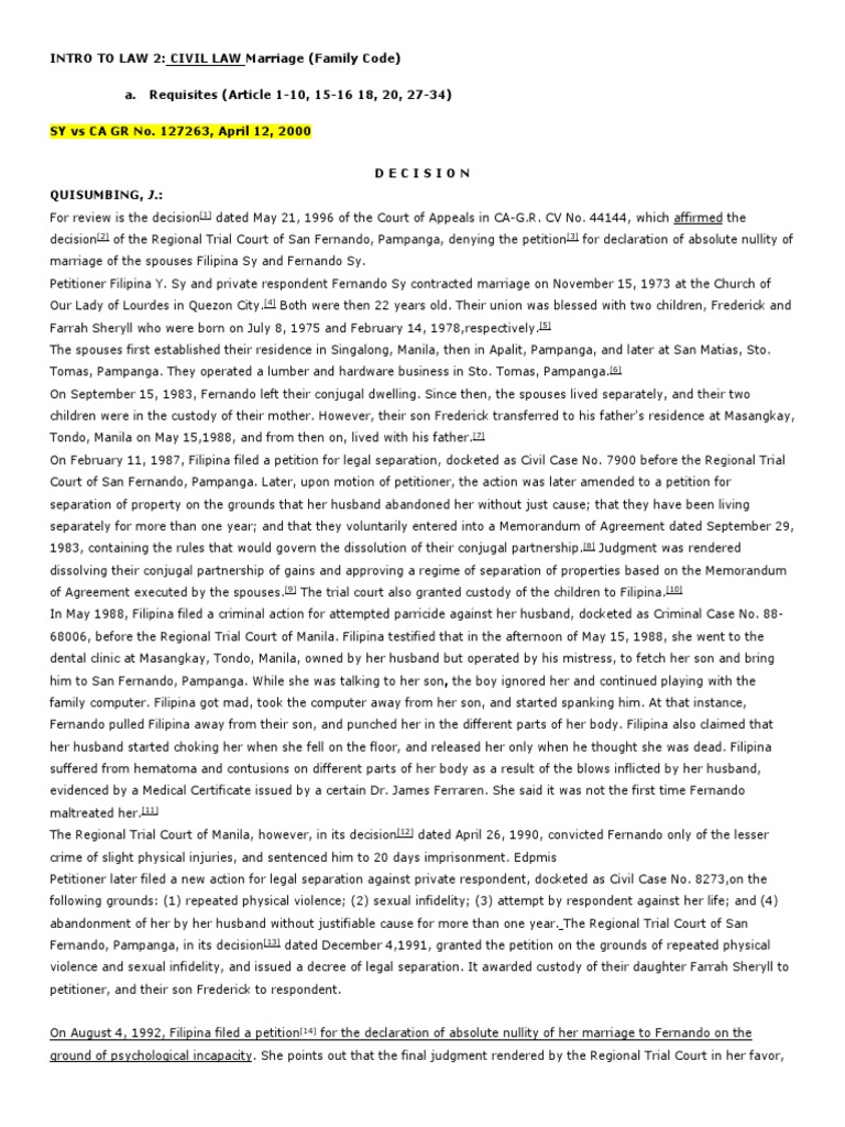 Civil Code PDF Annulment Marriage