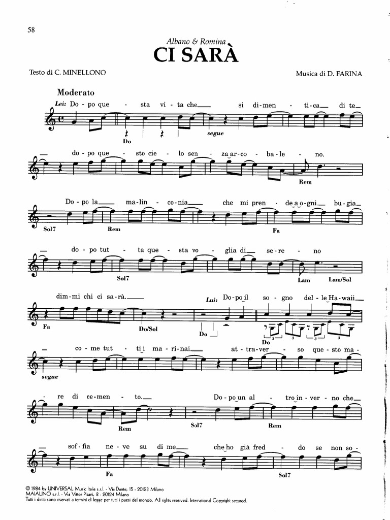 Canzone Di Albano E Romina Ci Sarà