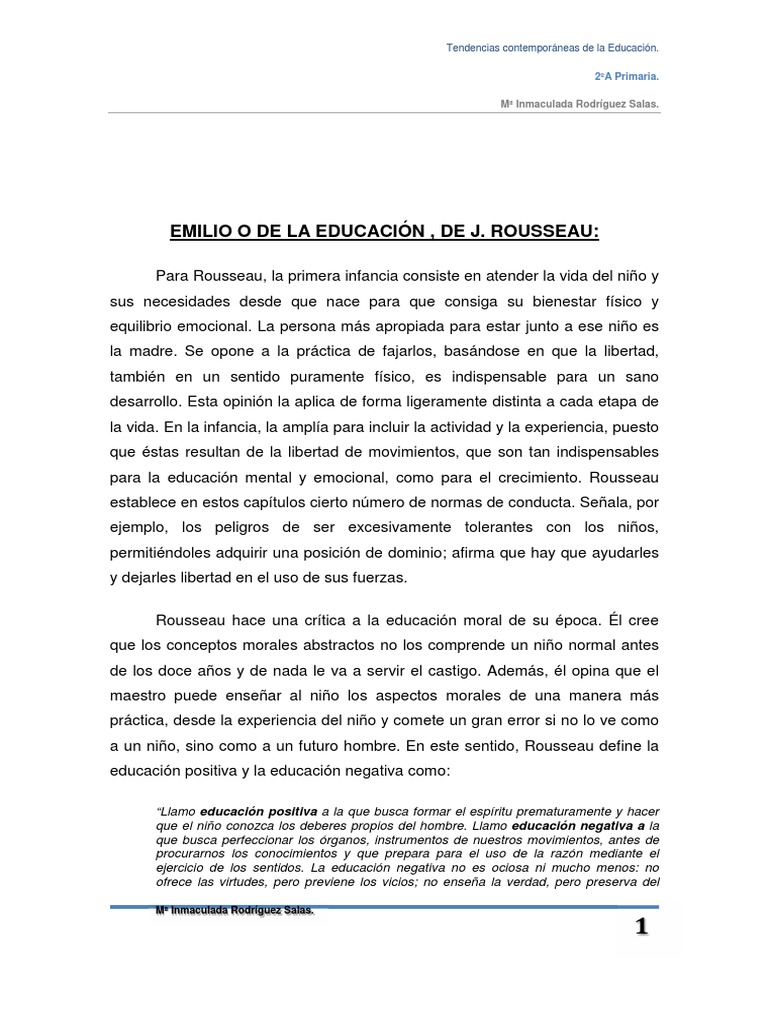 Emilio - Rousseau | PDF | Jean-Jacques Rousseau | Emile, o sobre educación