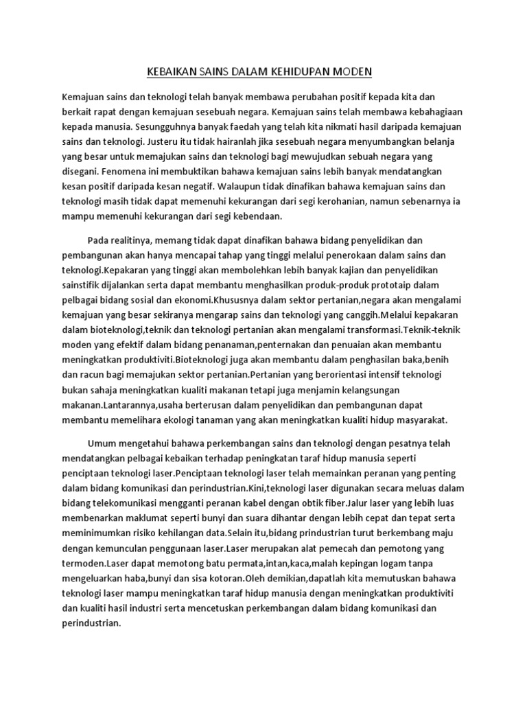 Kebaikan Sains Dalam Kehidupan Moden Pdf