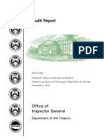 Treasury Department Audit of Washington Federal Bank For Savings (OIG-19-009) ... Nov. 6, 2018