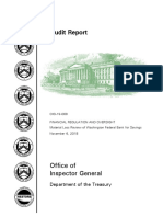 Treasury Department Audit of Washington Federal Bank for Savings (OIG-19-009)... Nov. 6, 2018