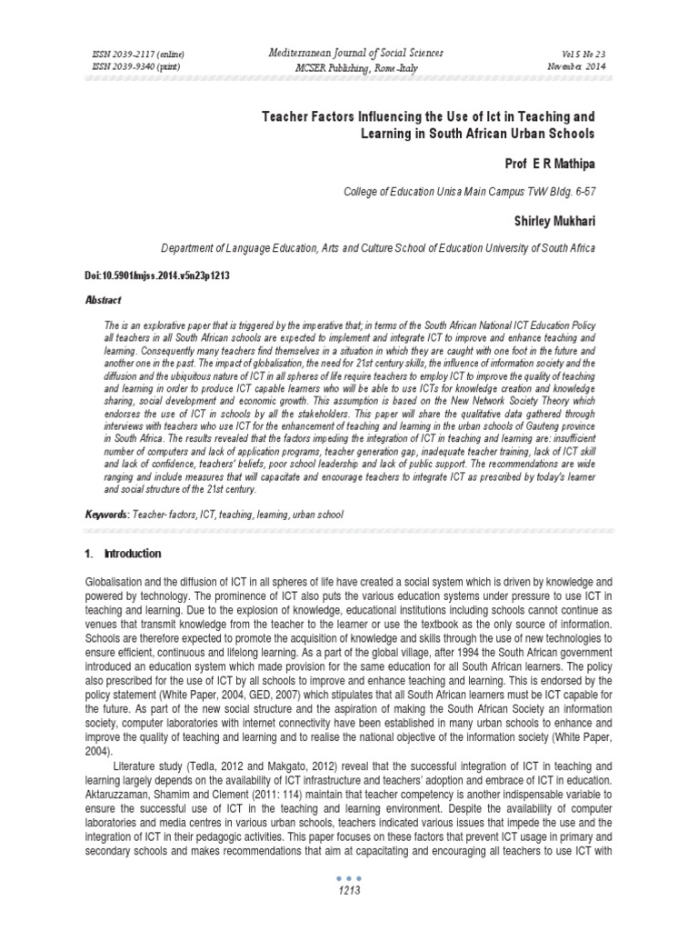 ICT Integration Challenges in South African Schools | PDF | Educational ...