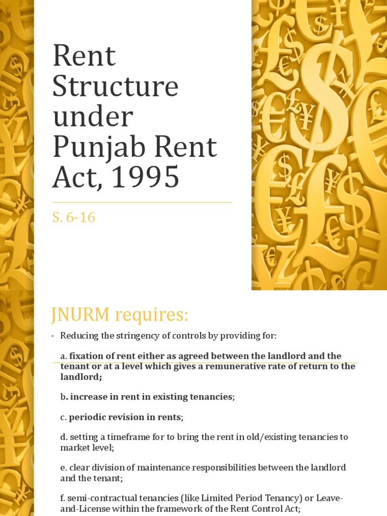 Rent Structure Under Punjab Rent Act, 1995 PDF Leasehold Estate Landlord