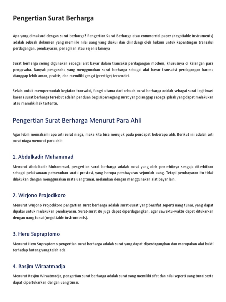 Apa Itu Surat Berharga Wikipedia