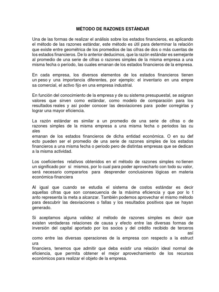 MÉTODO DE RAZONES ESTÁNDAR.docx Razón Estado financiero