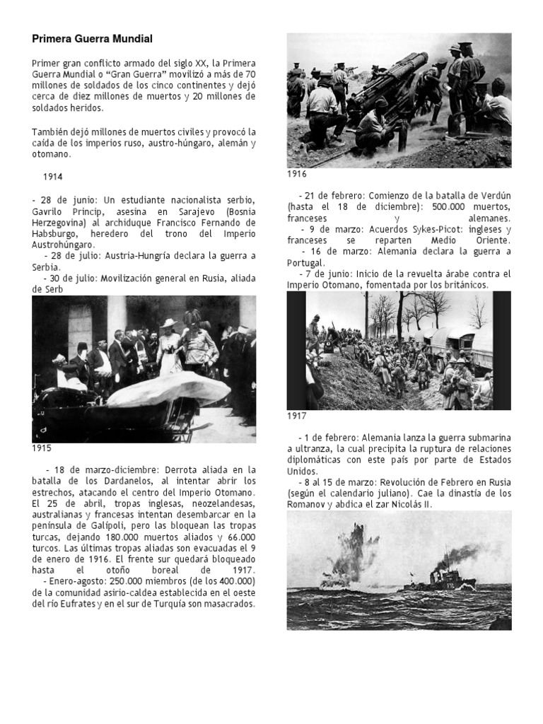 Causas y Consecuencias de la 1ª Guerra Mundial | PDF | Primera Guerra ...