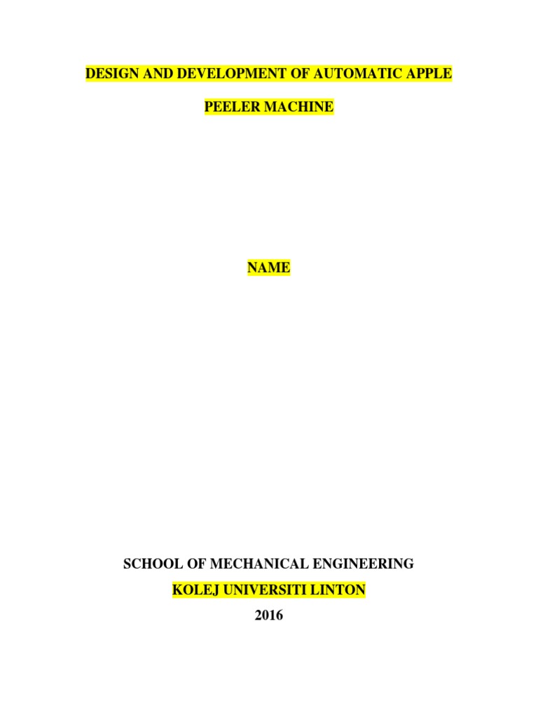 Apple Peeler Machine Design | PDF | Technology & Engineering